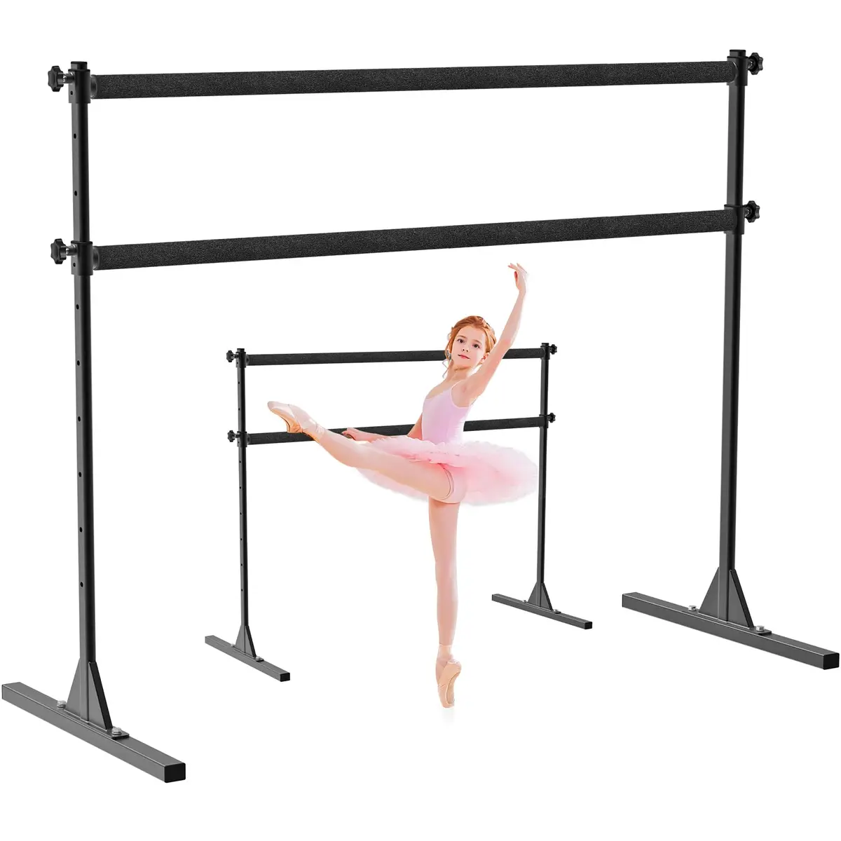 SELEWARE 5 FT Height Adjustable Ballet Barre Steel Freestanding Ballet Bar | Heavy Duty Support & Anti-Slip Design - main product image