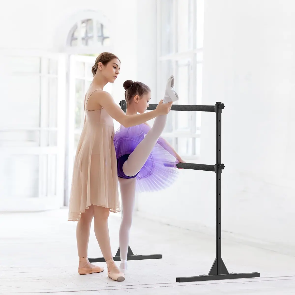 SELEWARE 5 FT Height Adjustable Ballet Barre Steel Freestanding Ballet Bar | Heavy Duty Support & Anti-Slip Design - view 7