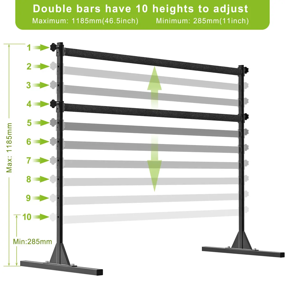 SELEWARE 5 FT Height Adjustable Ballet Barre Steel Freestanding Ballet Bar | Heavy Duty Support & Anti-Slip Design - view 3
