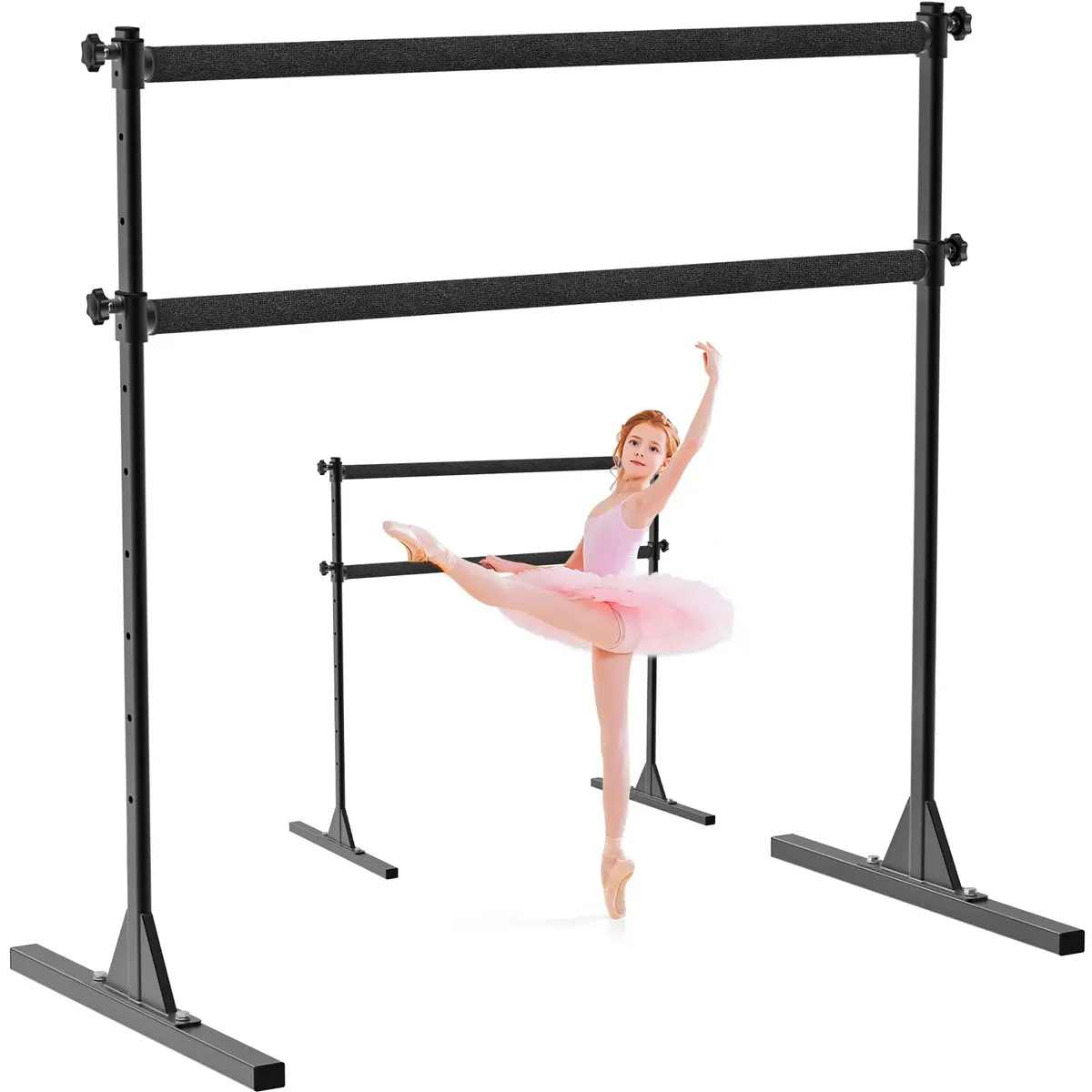 SELEWARE 4 FT Height Adjustable Ballet Barre | Heavy Duty Dance Bar for Kids/Adults, Support Barre Movements Body Stretch Pull-ups, Sturdy Steel Construction Anti-Slip Base - main product image