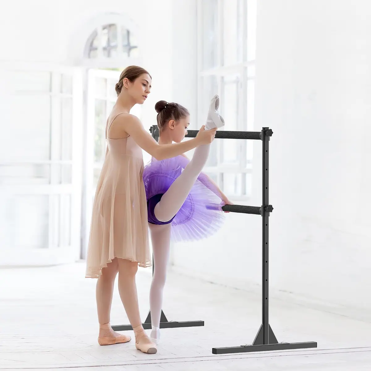 SELEWARE 4 FT Height Adjustable Ballet Barre | Heavy Duty Dance Bar for Kids/Adults, Support Barre Movements Body Stretch Pull-ups, Sturdy Steel Construction Anti-Slip Base - view 7