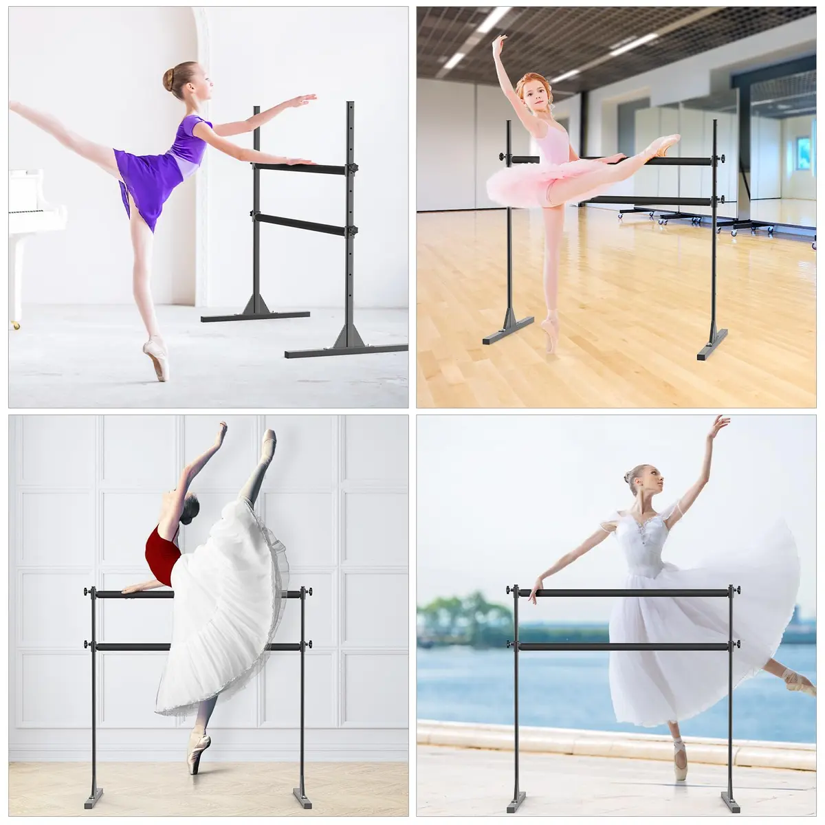 SELEWARE 4 FT Height Adjustable Ballet Barre | Heavy Duty Dance Bar for Kids/Adults, Support Barre Movements Body Stretch Pull-ups, Sturdy Steel Construction Anti-Slip Base - view 3