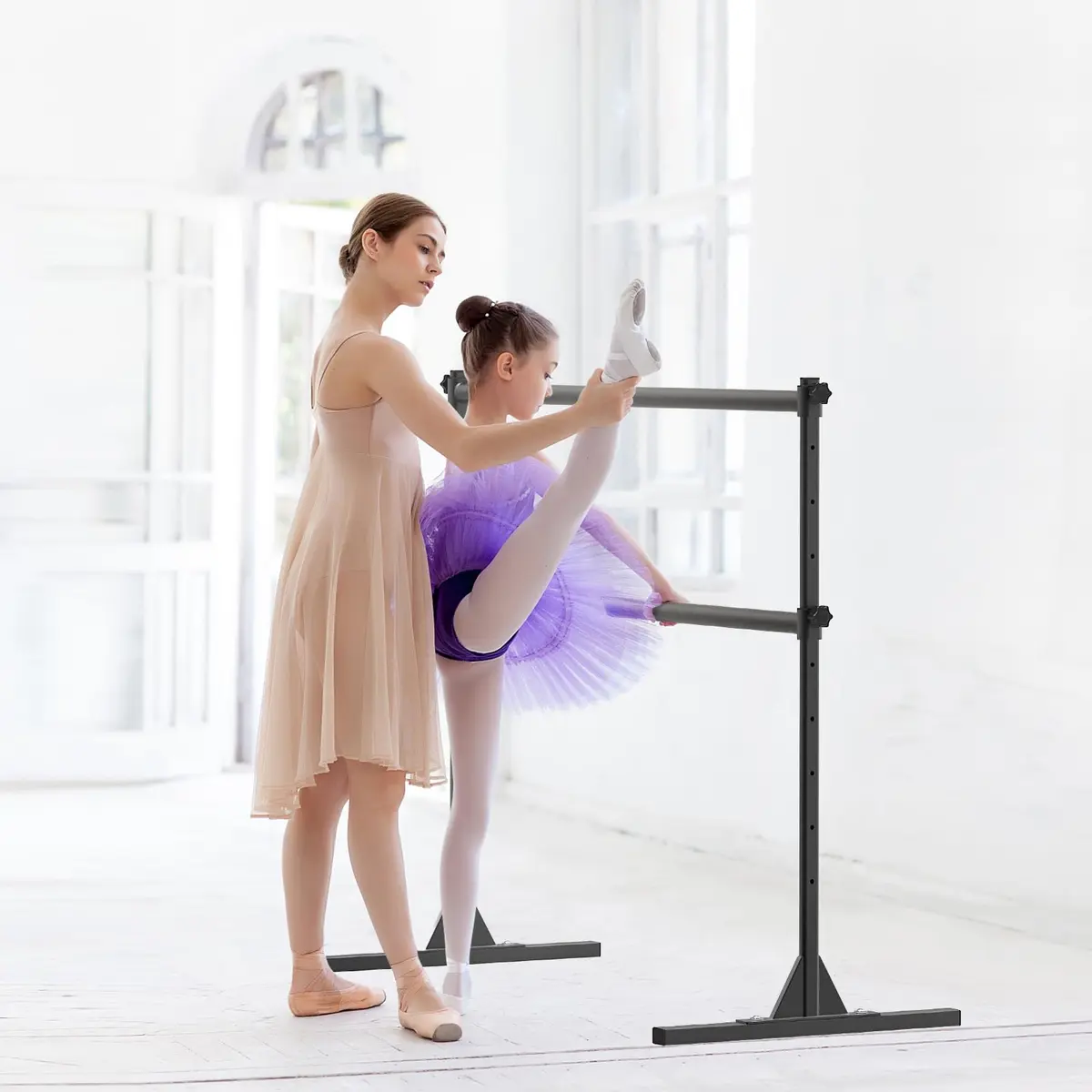 SELEWARE Height Adjustable Ballet Barre 5 FT Steel Freestanding Ballet Bar | Heavy Duty Dance Bar for Studio & Home Use - view 6