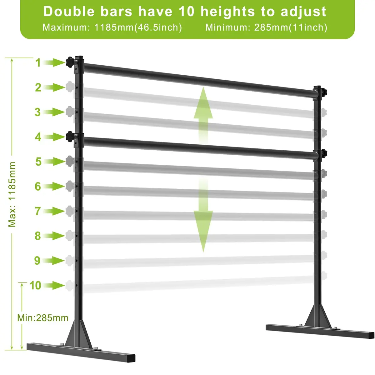 SELEWARE Height Adjustable Ballet Barre 5 FT Steel Freestanding Ballet Bar | Heavy Duty Dance Bar for Studio & Home Use - view 2