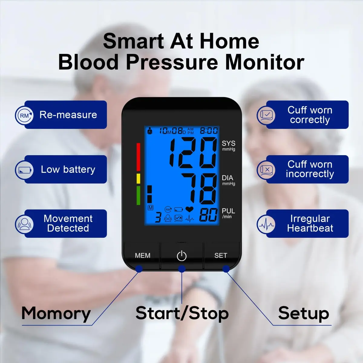SDUNW Automatic Upper Arm Blood Pressure Monitor with Dual Cuffs | Accurate Home Use - view 5