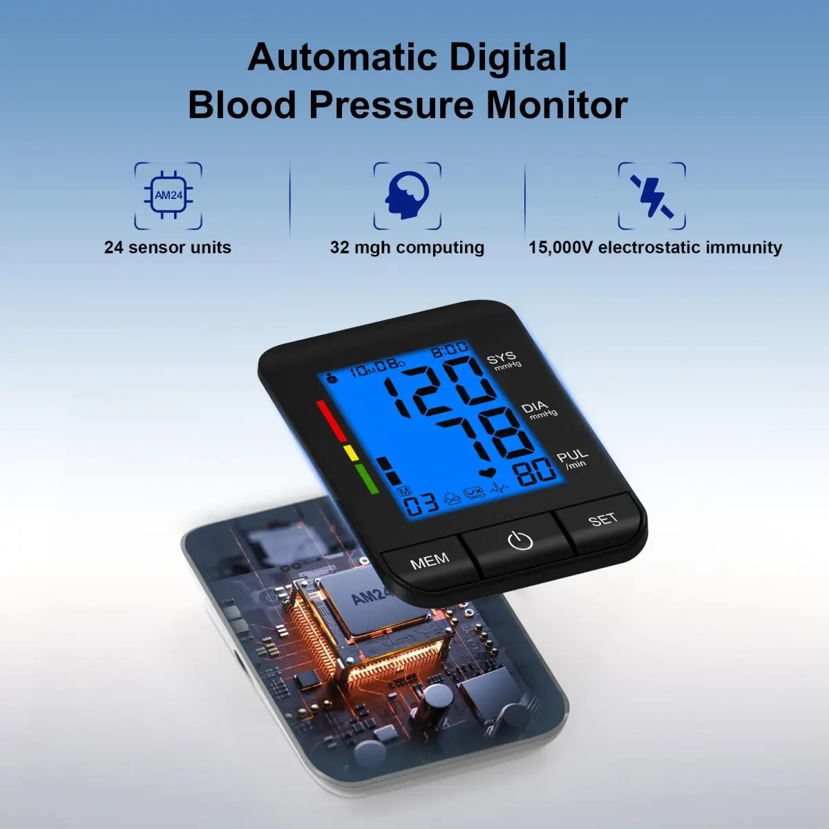 SDUNW Automatic Upper Arm Blood Pressure Monitor with Dual Cuffs | Accurate Home Use - view 2