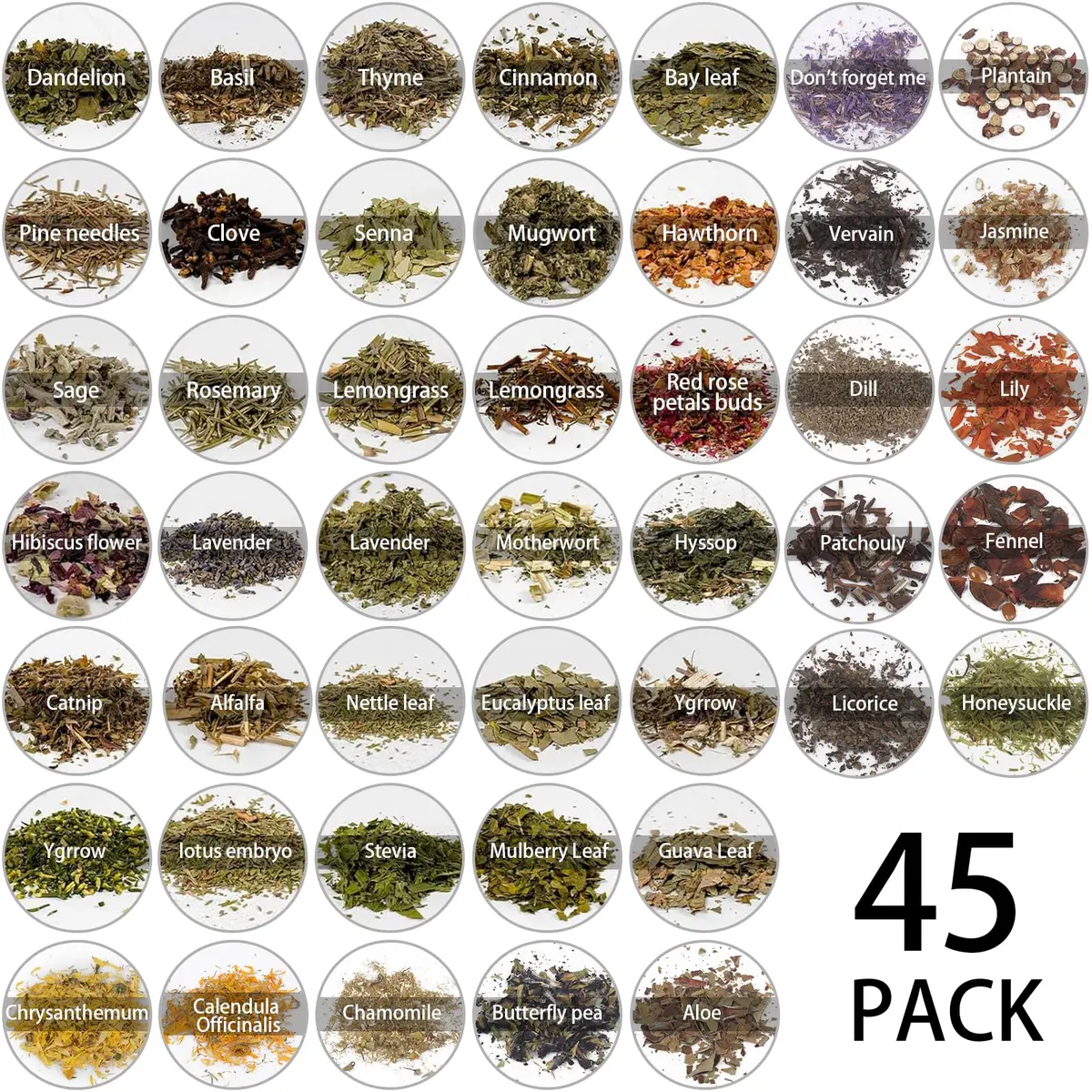 HOOMUU 45-Bottle Dried Herbs Kit for Witchcraft, Wicca Altar and Magic Spells | Natural Organic Herbs for Rituals and Spells - view 5