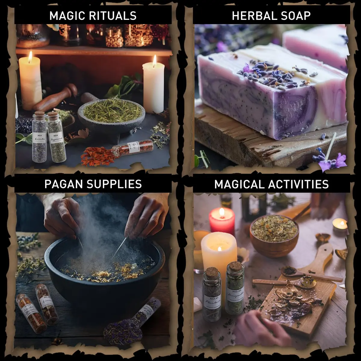 HOOMUU 45-Bottle Dried Herbs Kit for Witchcraft, Wicca Altar and Magic Spells | Natural Organic Herbs for Rituals and Spells - view 2