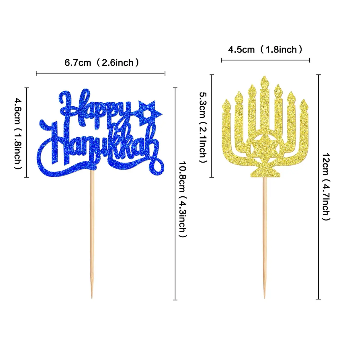 Keaziu Hanukkah Cupcake Toppers 24PCS | Festive Cake Decorations with Star of David (70-120 chars) - view 5