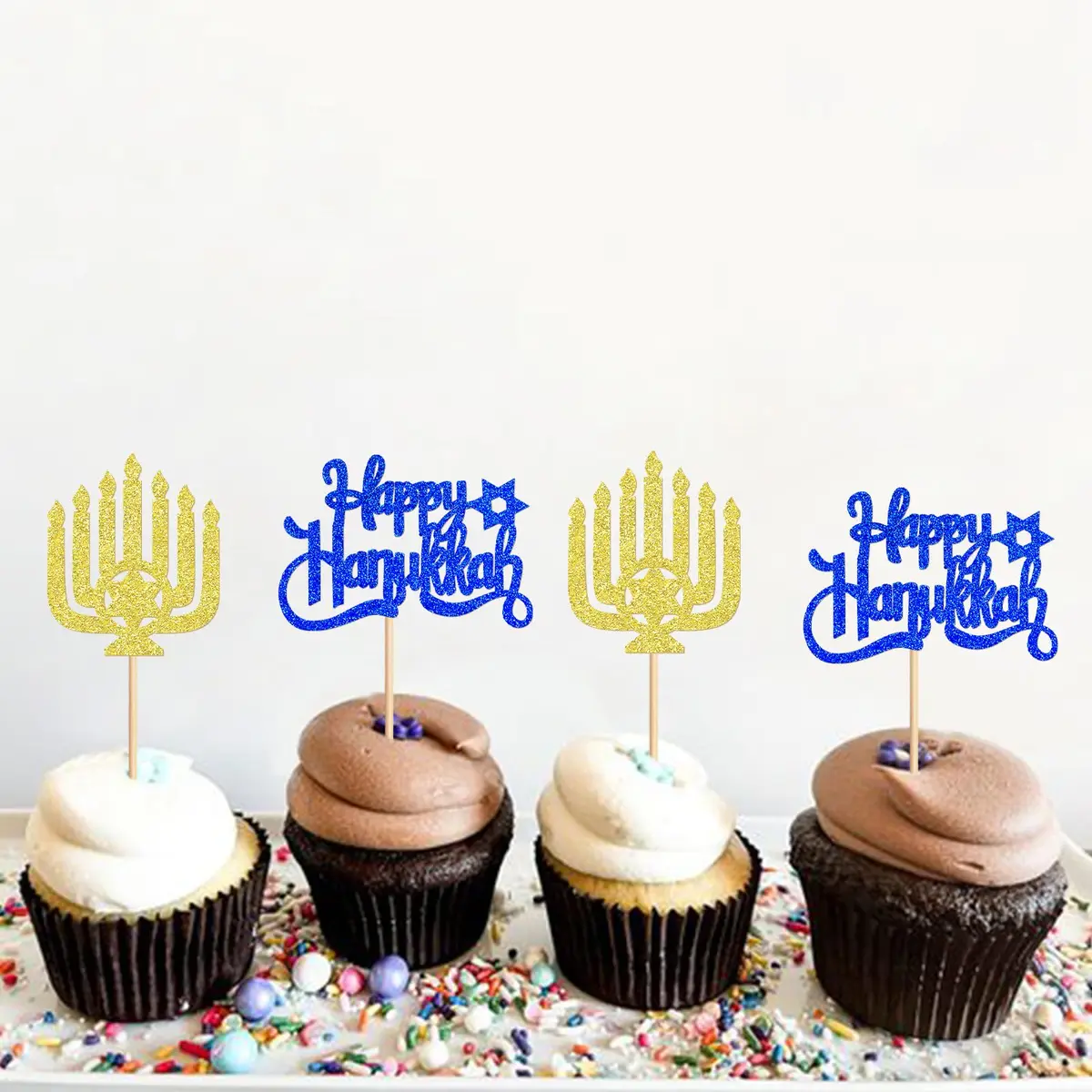 Keaziu Hanukkah Cupcake Toppers 24PCS | Festive Cake Decorations with Star of David (70-120 chars) - view 2
