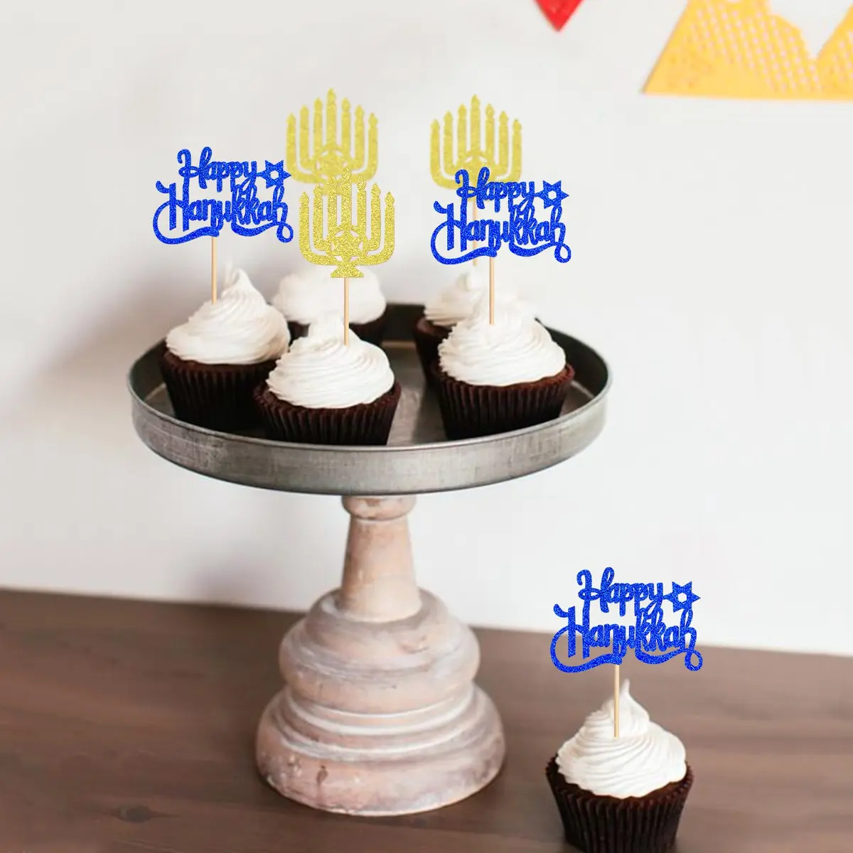 Keaziu Hanukkah Cupcake Toppers 24PCS | Festive Cake Decorations with Star of David (70-120 chars) - view 4