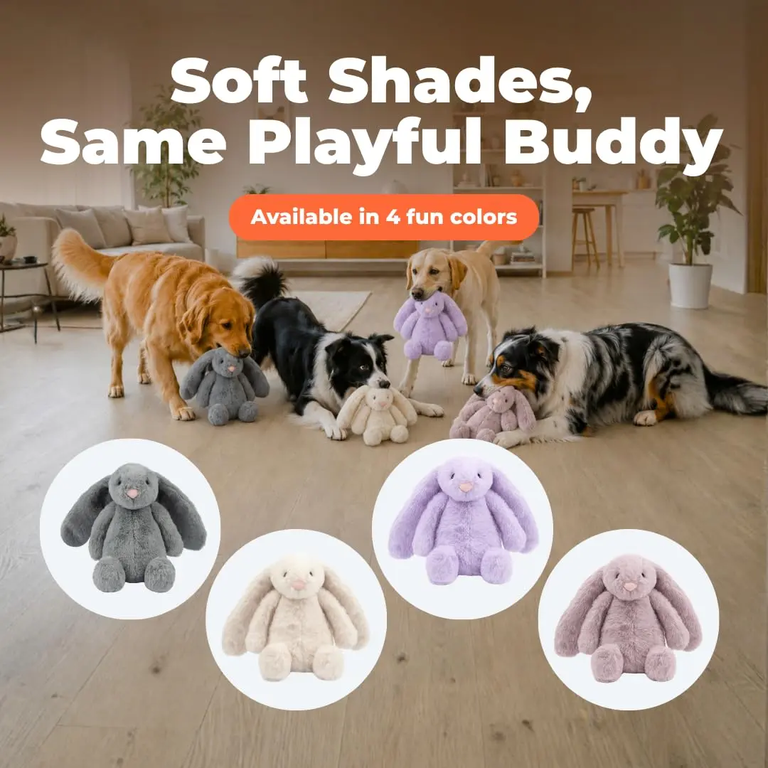 Best Pet Supplies Bunny Buddy Squeaky Plush Dog Toy - Mauve, Small | Stimulating, Durable & Enriching for Small & Medium Breeds - view 6