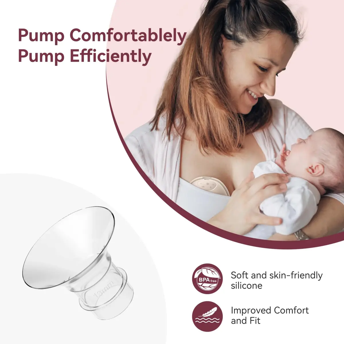TOVVILD 15mm Flange Inserts for 24mm Flanges, 4 Pack | BPA-Free Silicone for Comfortable Pumping - view 7