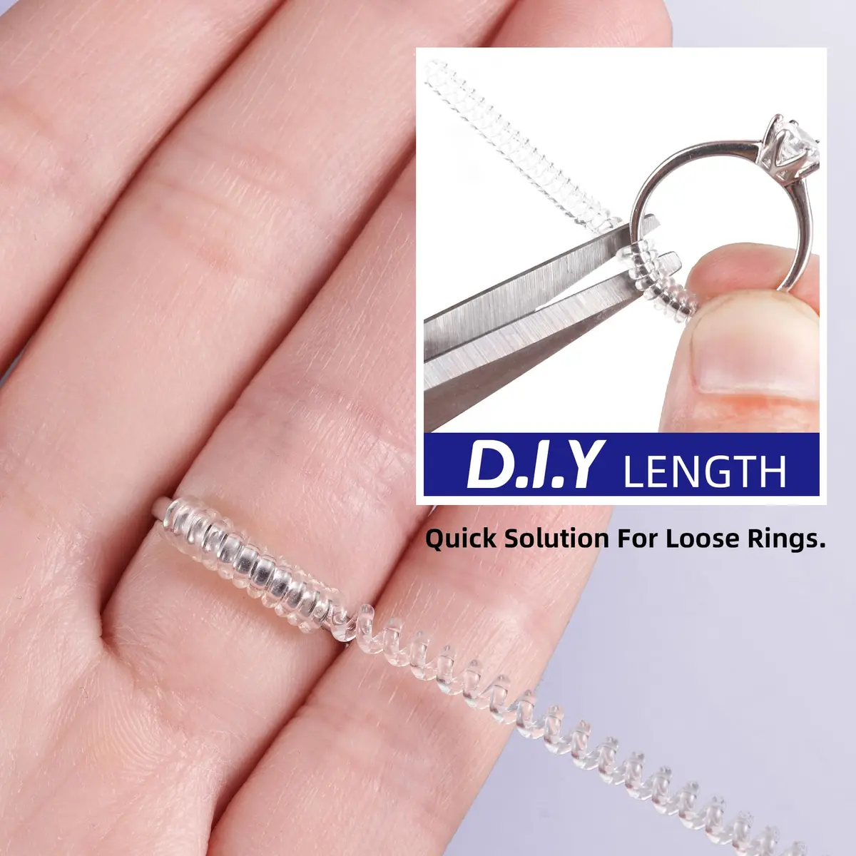 ELETIUO Ring Size Adjuster 16 Pack Invisible Silicone Guards in 4 Sizes for Loose Rings | Spiral Tighteners Resizer for Men and Women - view 3