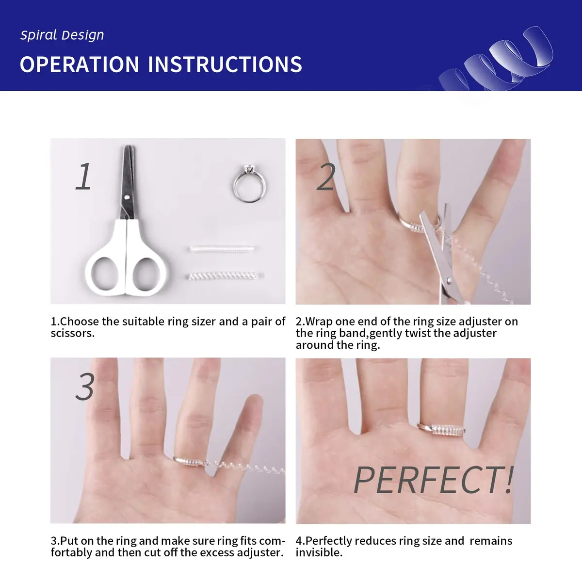 ELETIUO Ring Size Adjuster 16 Pack Invisible Silicone Guards in 4 Sizes for Loose Rings | Spiral Tighteners Resizer for Men and Women - view 4