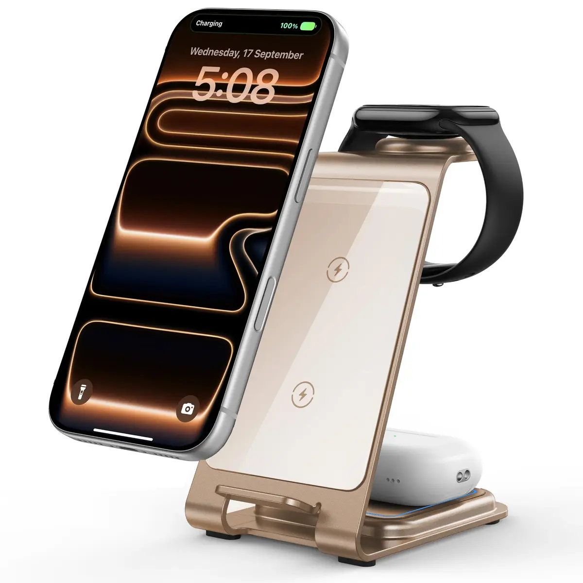 Intoval Aluminum 3 in 1 Wireless Charging Station for iPhone 17 16 15 14 13 12 11 Pro Max XR | Fast, Stable & Durable - main product image