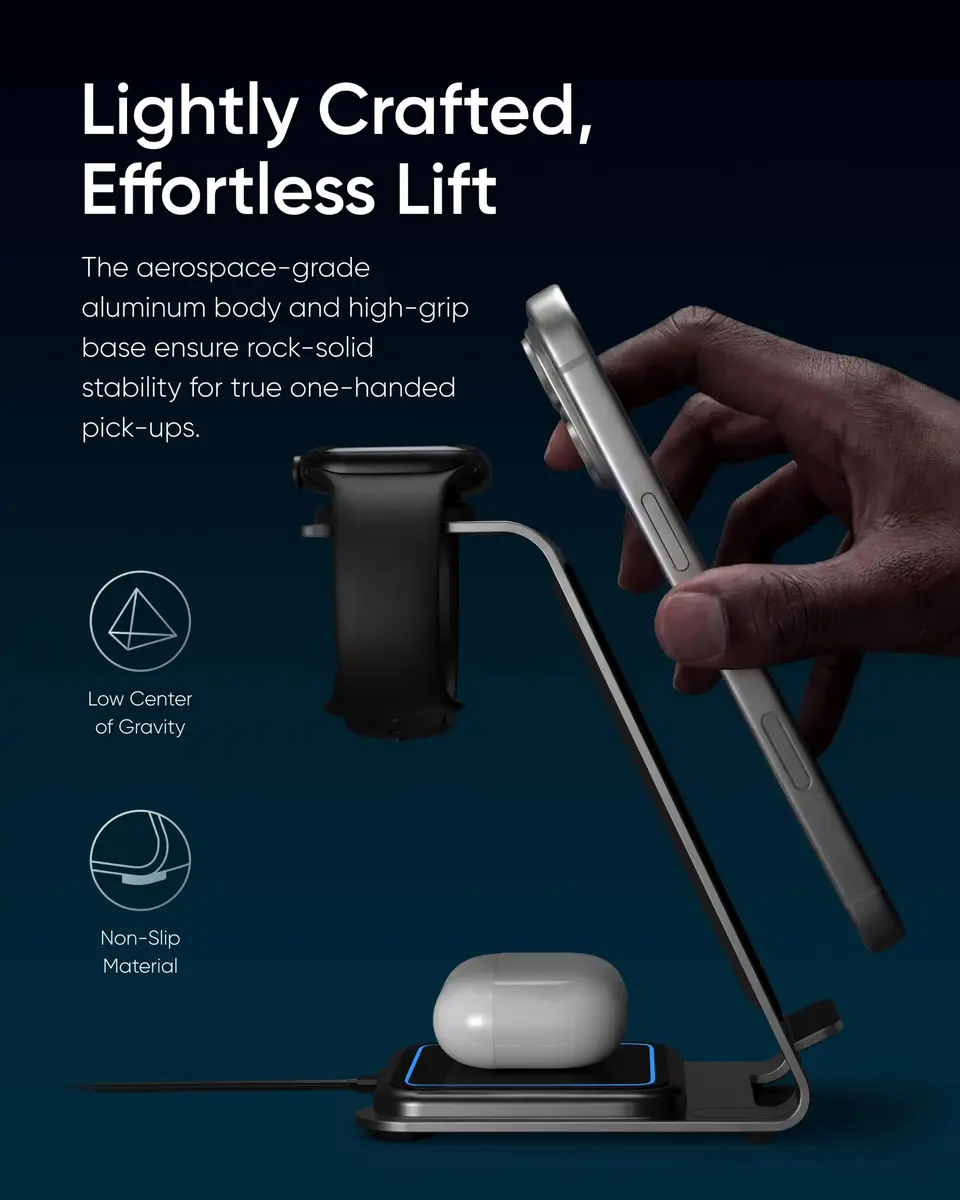 Intoval Aluminum 3 in 1 Wireless Charging Station for iPhone 17 16 15 14 13 12 11 Pro Max XR | Fast, Stable & Durable - view 4