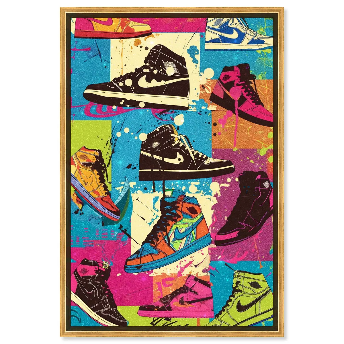 NotoriArt Wall Art Canvas 46" x 31" | Modern Graffiti Wall Decor with Gold Frame - main product image