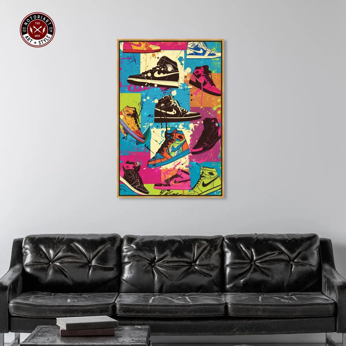 NotoriArt Wall Art Canvas 46" x 31" | Modern Graffiti Wall Decor with Gold Frame - view 2