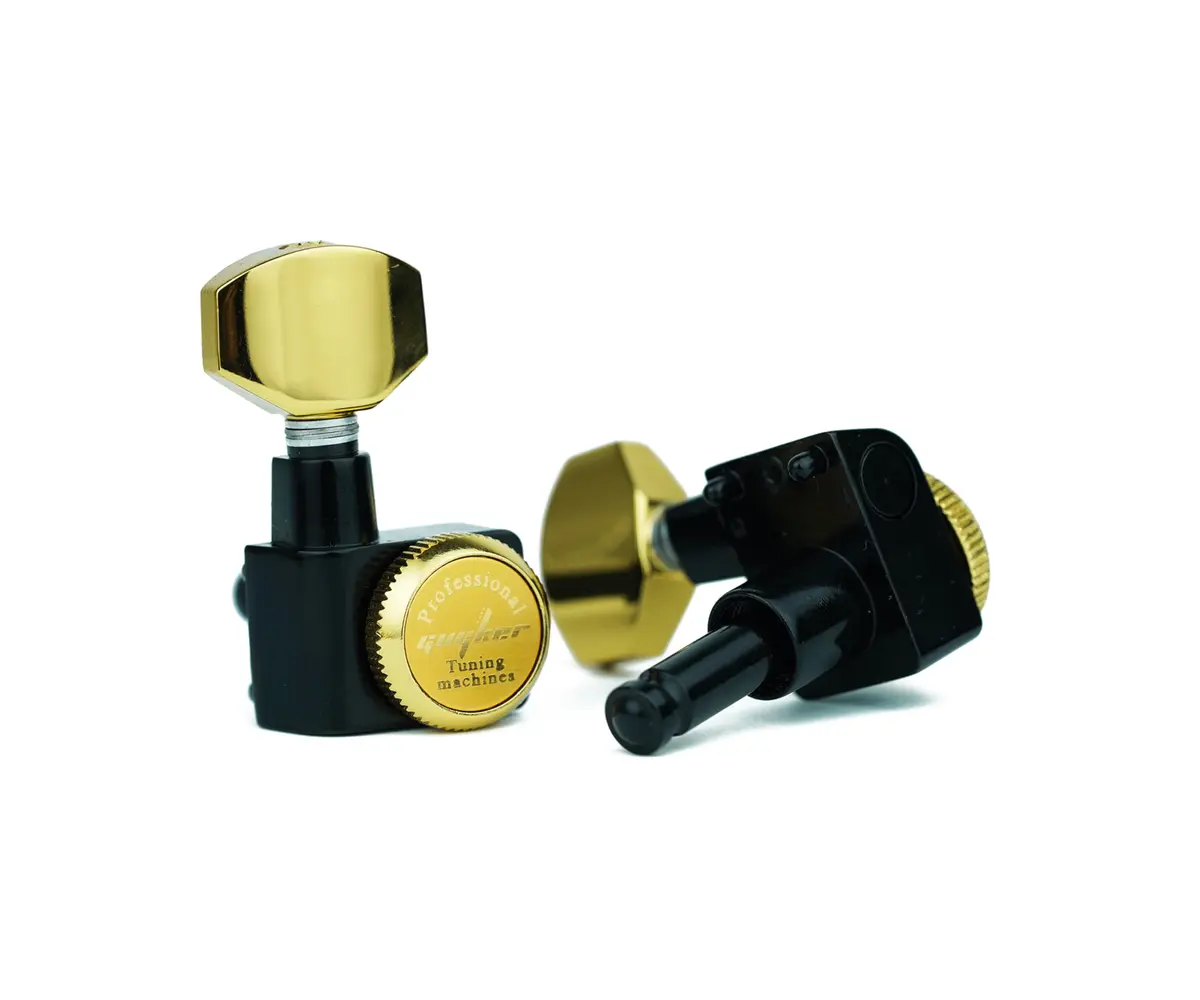 Guyker 6 In-line Guitar Locking Tuners GK434 Gold Black | Precision 1:18 Gear Ratio - view 4
