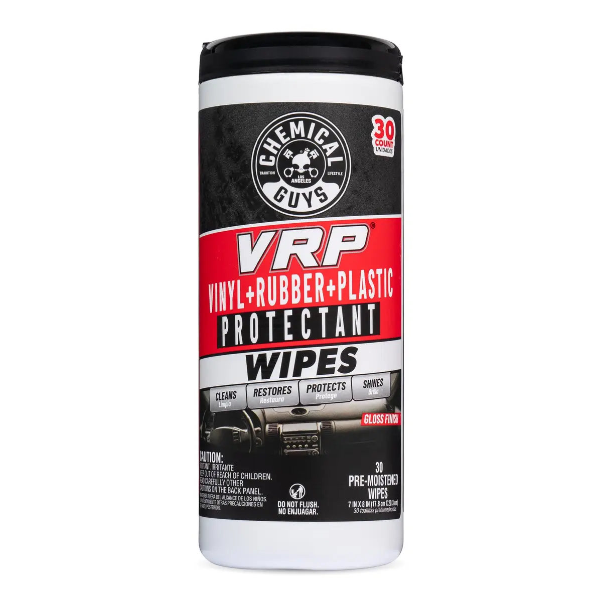Chemical Guys VRP Vinyl Rubber Plastic Shine Wipes, 30 Count | Deep Restoration & Protection - main product image