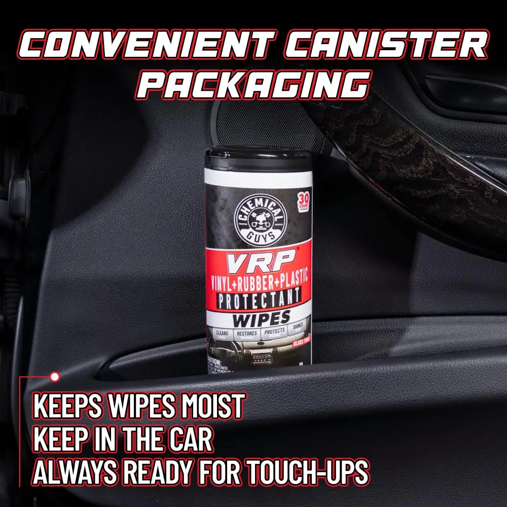 Chemical Guys VRP Vinyl Rubber Plastic Shine Wipes, 30 Count | Deep Restoration & Protection - view 6