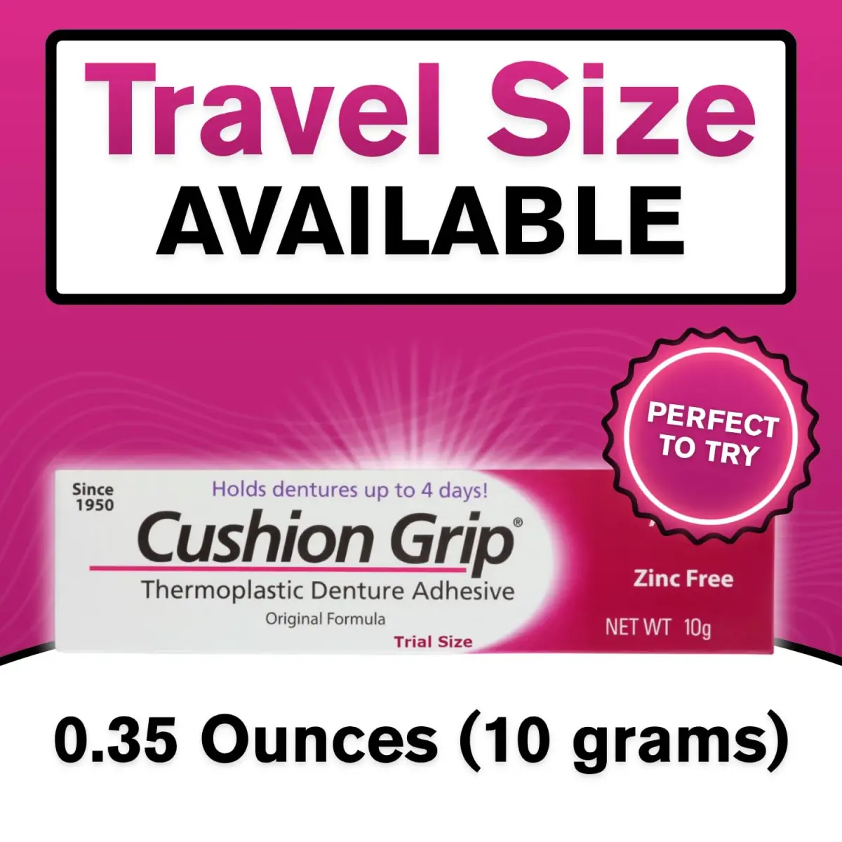 Cushion Grip Thermoplastic Denture Adhesive, 10.35ml (0.35 Fl Oz) Travel Size Pack of 5 | Refits Loose Dentures On The Go - view 2