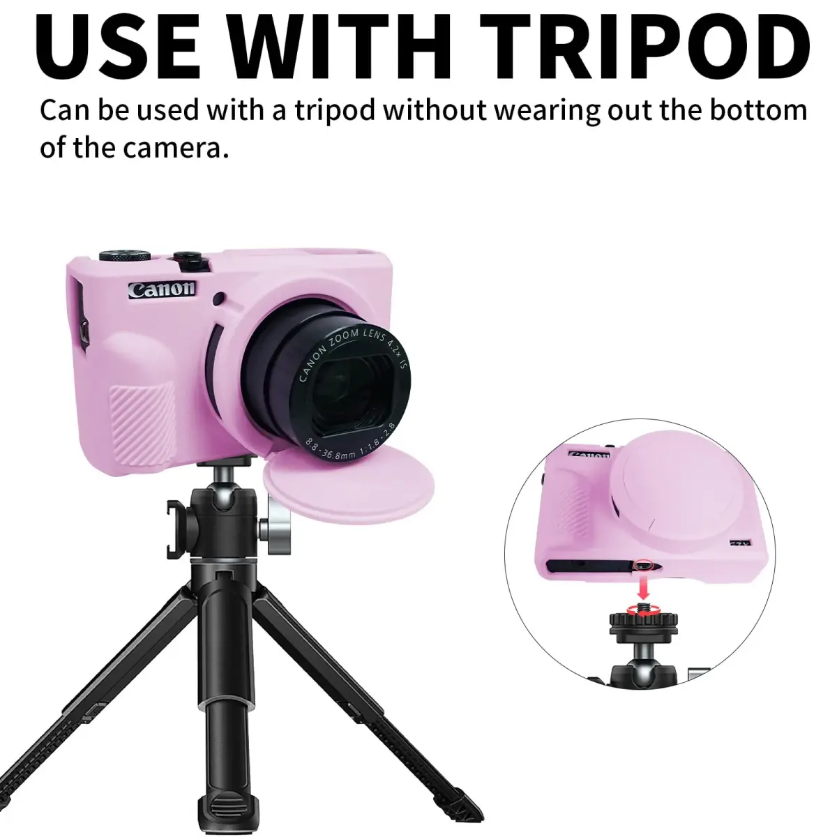 Easy Hood Silicone Camera Case for Canon G7X Mark III (Light Pink) | Protects from Dust & Scratches - view 6