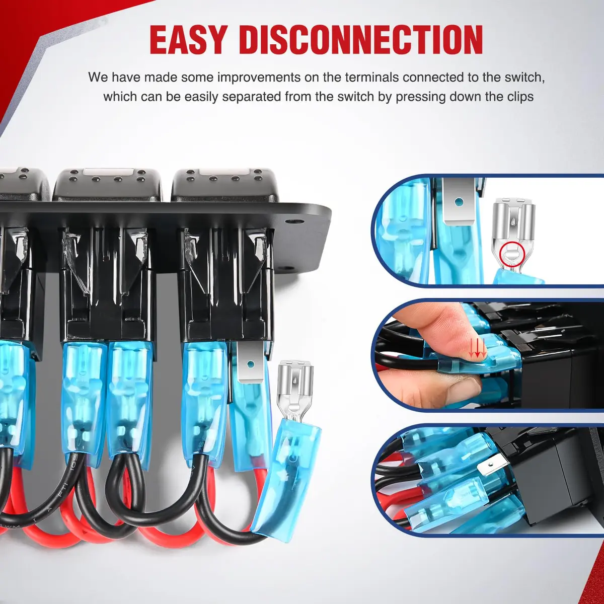 Nilight 4 Gang Rocker Switch Panel Wiring Harness Kit 12V | 16AWG 14AWG 12AWG Power Relay Blade Fuse 5Pin 4 Gang Toggle Switches for Cars Boat ATV Trucks-8 Leads - view 7