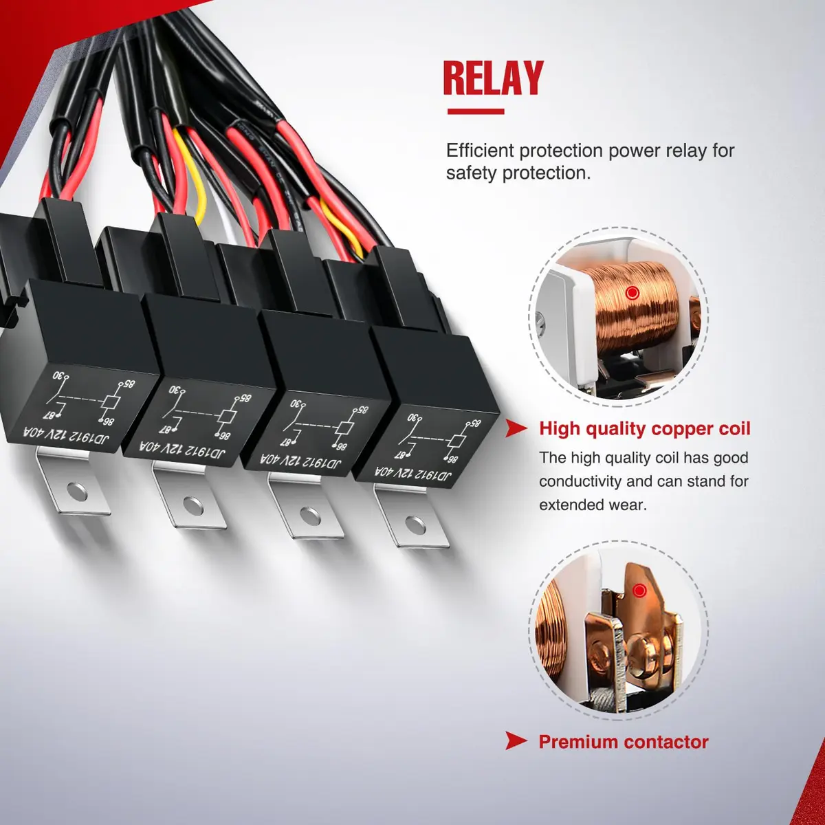 Nilight 4 Gang Rocker Switch Panel Wiring Harness Kit 12V | 16AWG 14AWG 12AWG Power Relay Blade Fuse 5Pin 4 Gang Toggle Switches for Cars Boat ATV Trucks-8 Leads - view 4