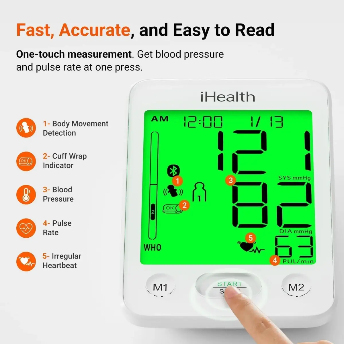 iHealth Accu Bluetooth Upper Arm Blood Pressure Monitor with Large Cuff (22-42 cm) | Clinically Accurate Home BP Monitoring - view 4