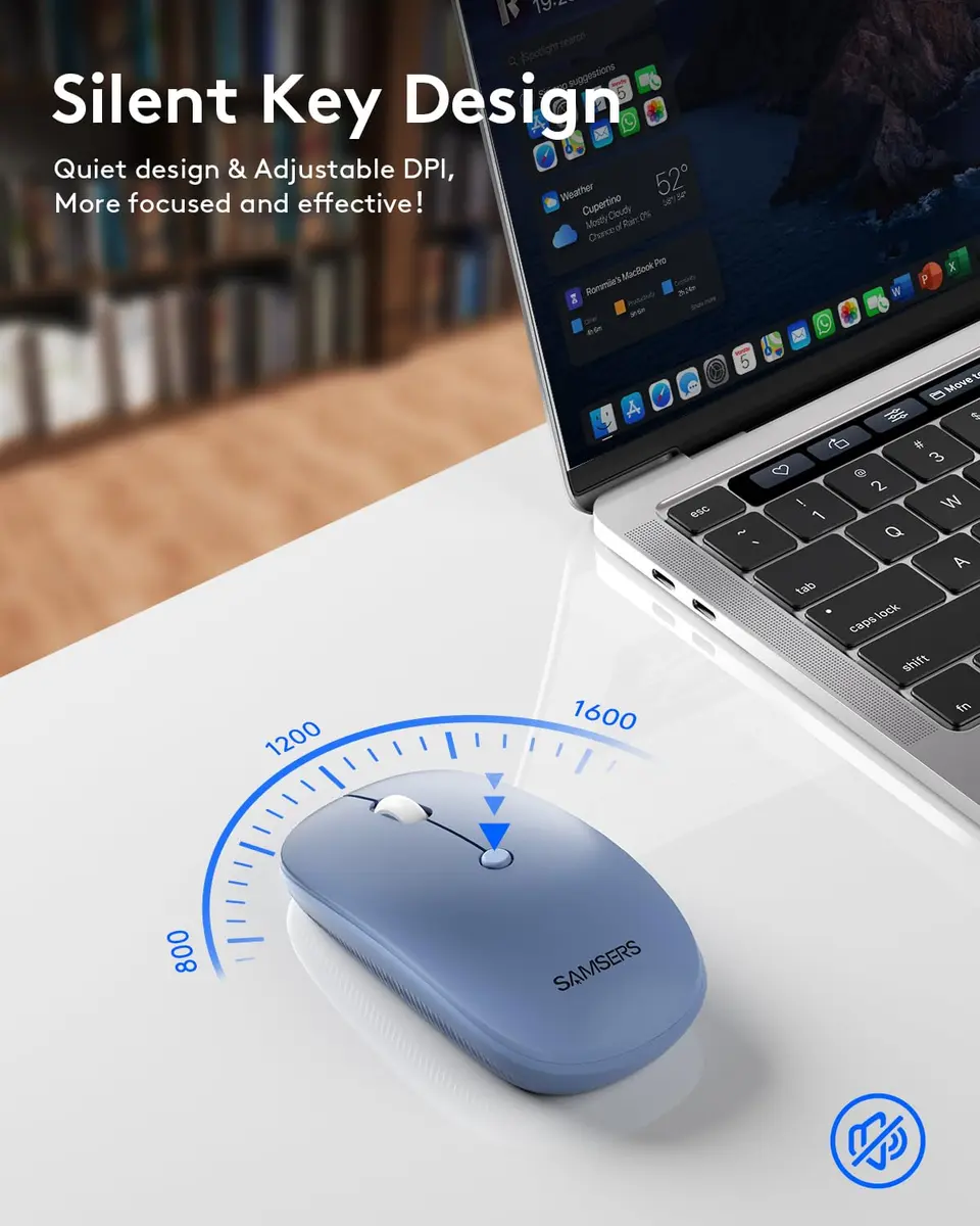 Samsers Foldable Bluetooth Keyboard and Mouse Combo - Full-Size Portable Travel Keyboard & Rechargeable Wireless Mouse for Windows Android iOS Mac OS, Young Blue - view 4