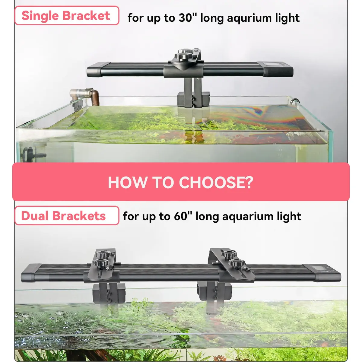 hygger Aquarium Light Riser Fits 957 978 999 918 | Adjustable Aluminum Mounting Bracket for Fish Tanks - view 6