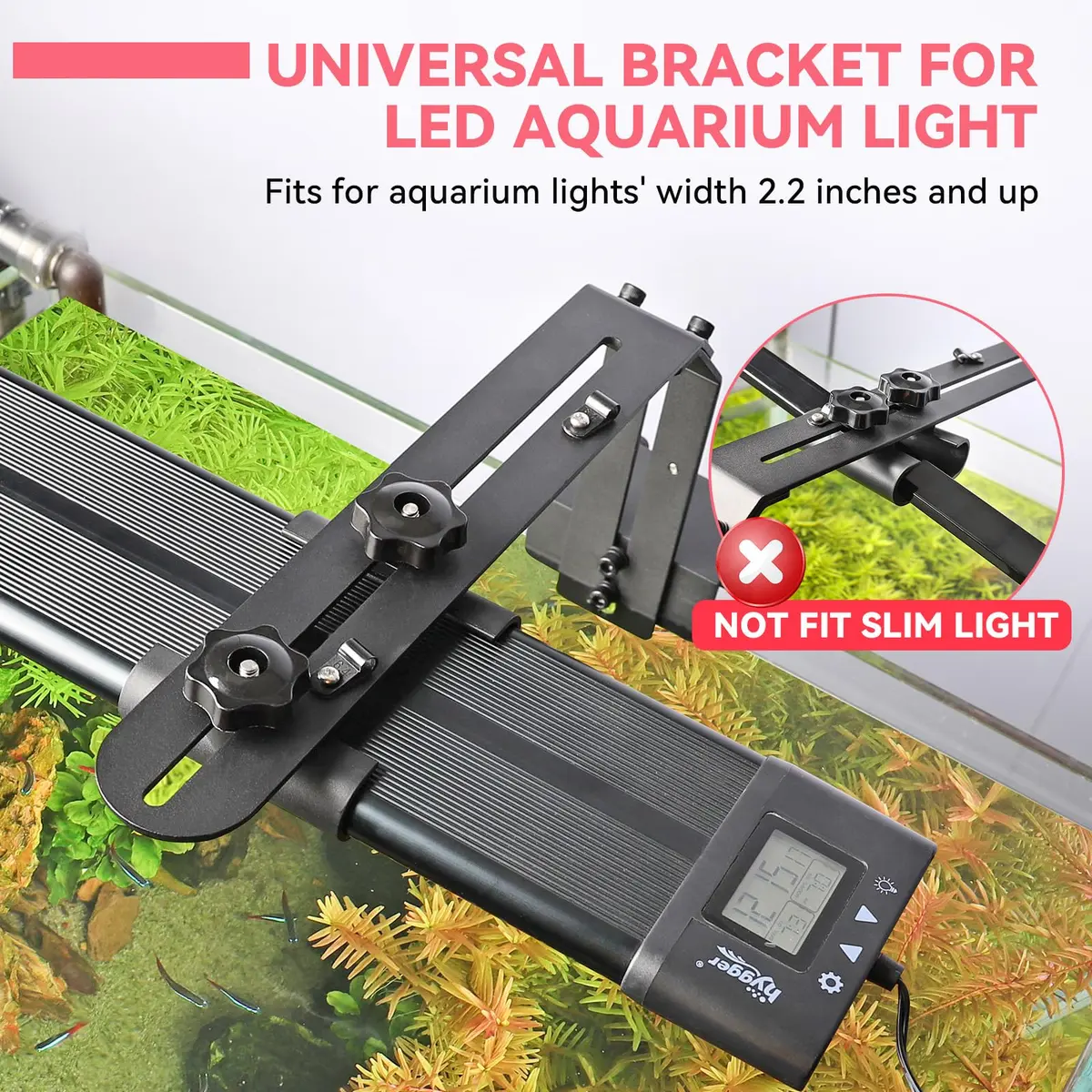 hygger Aquarium Light Riser Fits 957 978 999 918 | Adjustable Aluminum Mounting Bracket for Fish Tanks - view 2