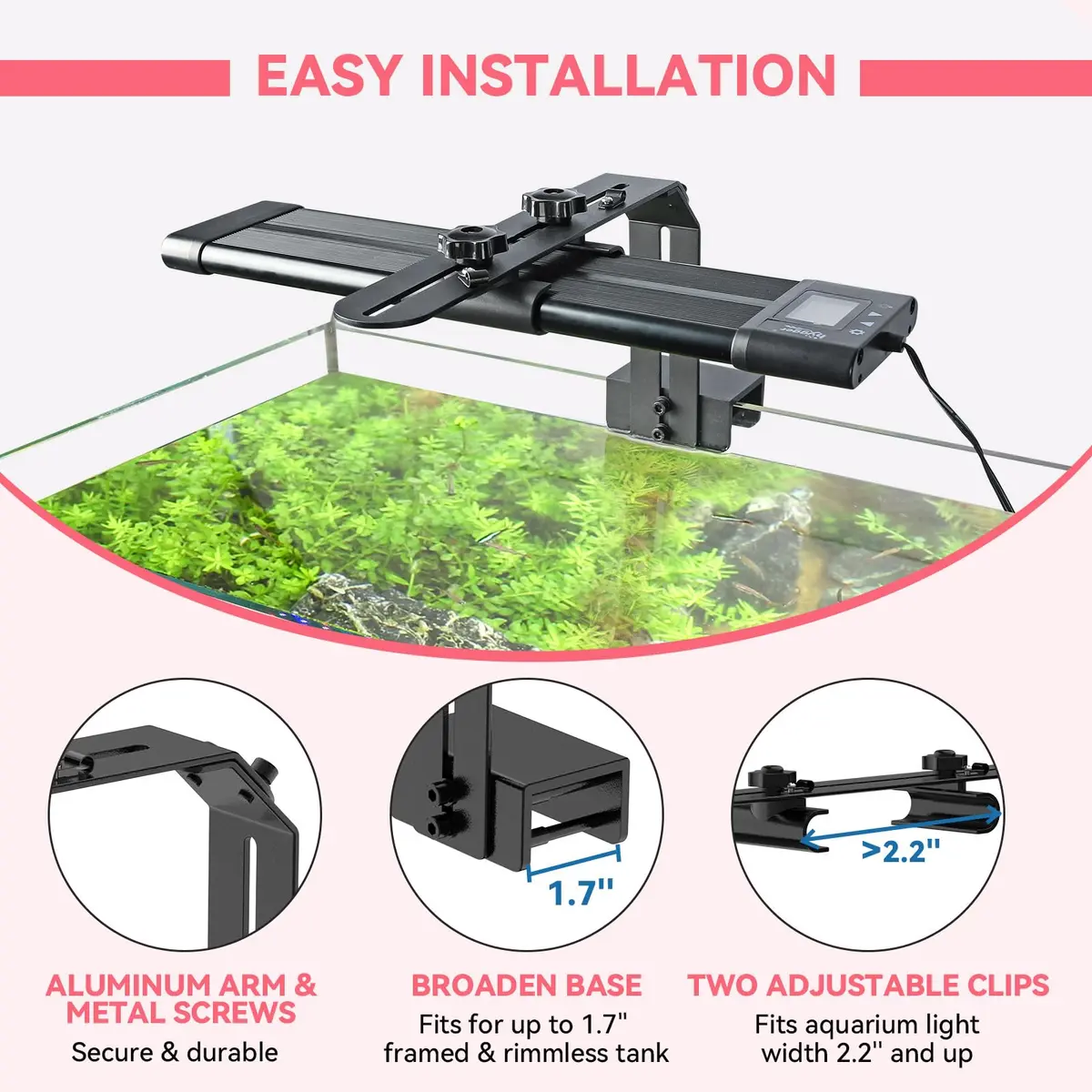 hygger Aquarium Light Riser Fits 957 978 999 918 | Adjustable Aluminum Mounting Bracket for Fish Tanks - view 3