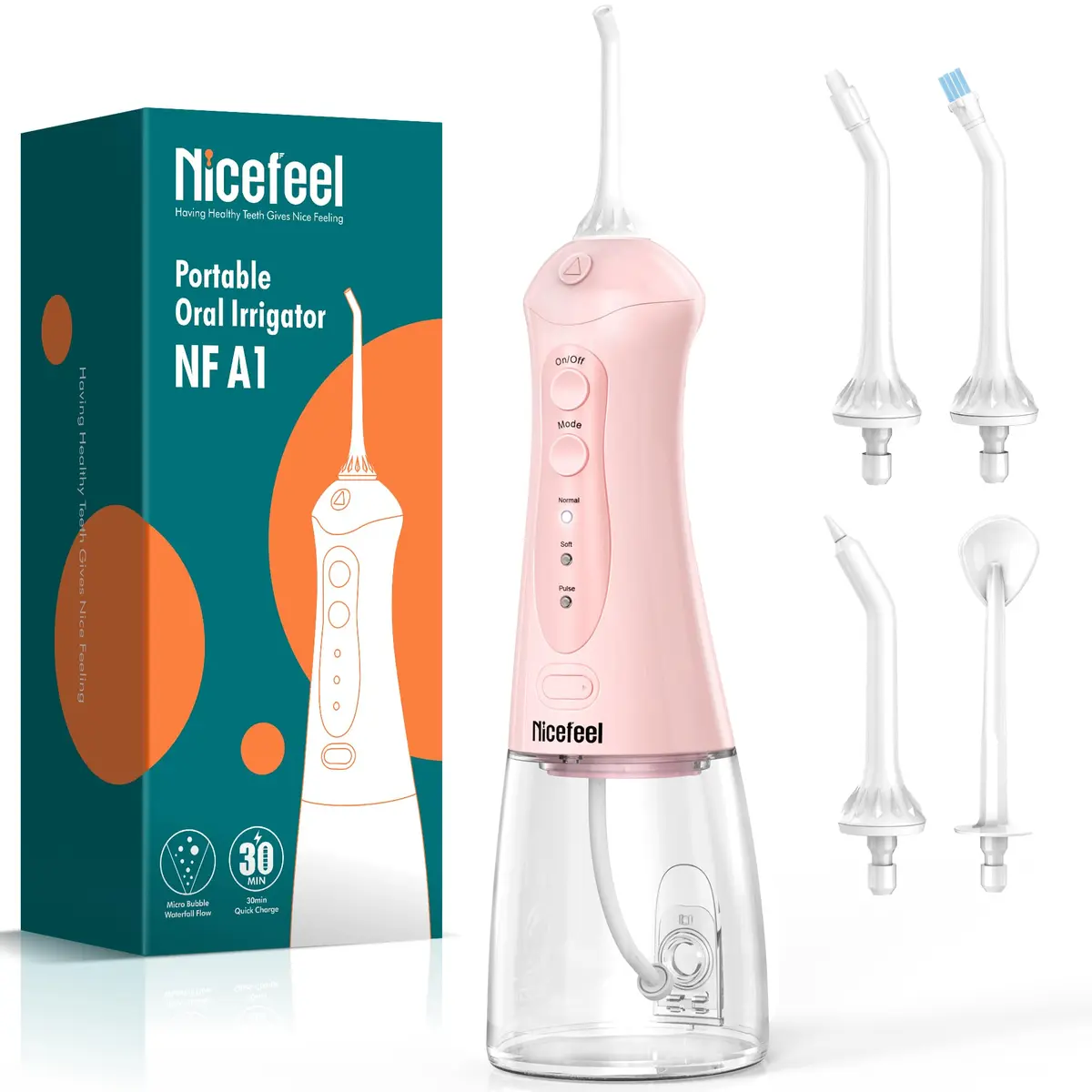 Nicefeel Water Flosser Portable Cordless 300ML | Deep Gum & Braces Care - main product image
