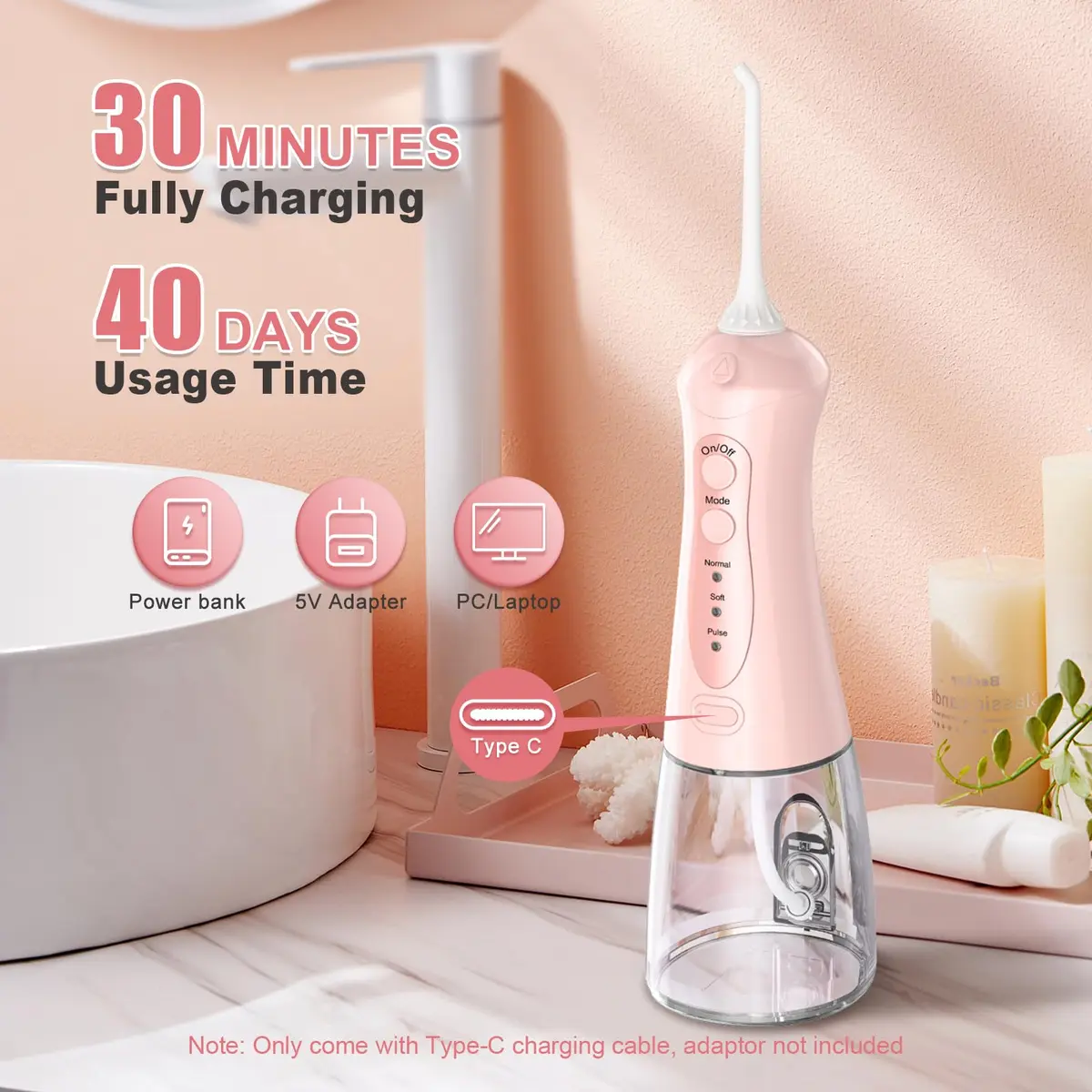 Nicefeel Water Flosser Portable Cordless 300ML | Deep Gum & Braces Care - view 6