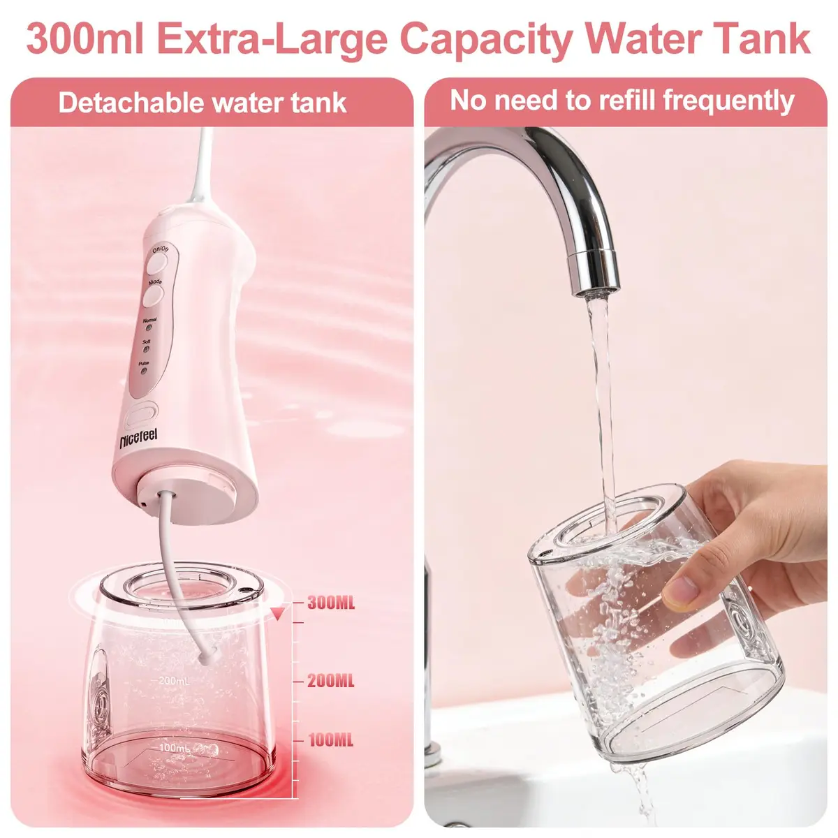 Nicefeel Water Flosser Portable Cordless 300ML | Deep Gum & Braces Care - view 4