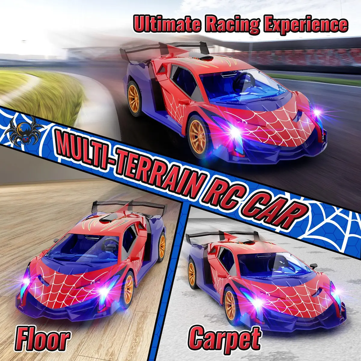 ZIROKAY Spider Remote Control Car with Multi-Color Flash Lights & Drift Action, 25.5cm (10.04 in) | Ages 3-12 - view 5