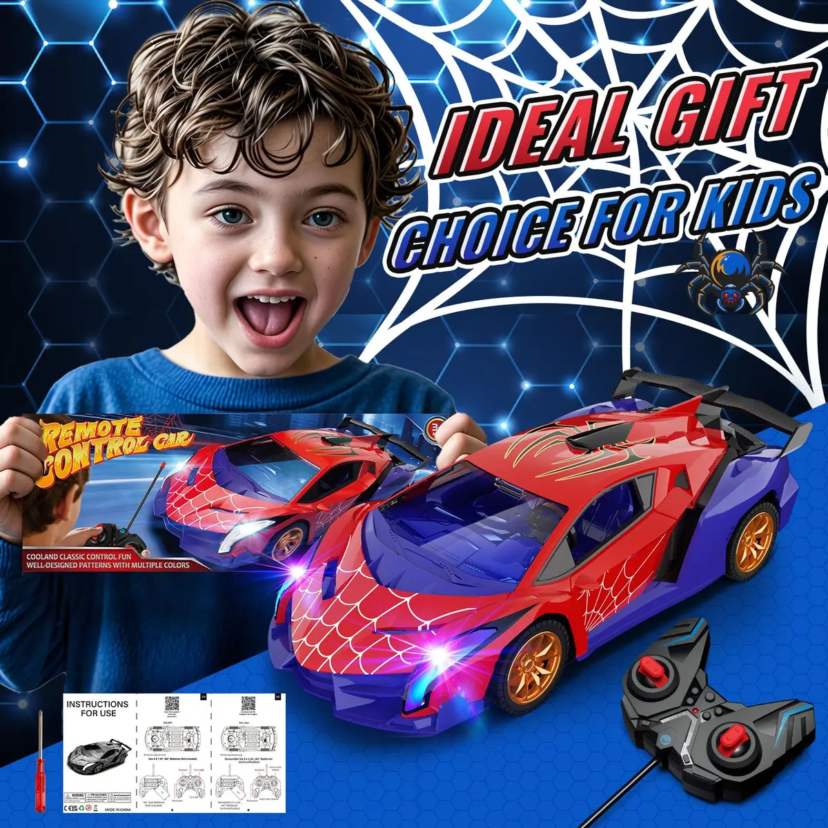 ZIROKAY Spider Remote Control Car with Multi-Color Flash Lights & Drift Action, 25.5cm (10.04 in) | Ages 3-12 - view 7