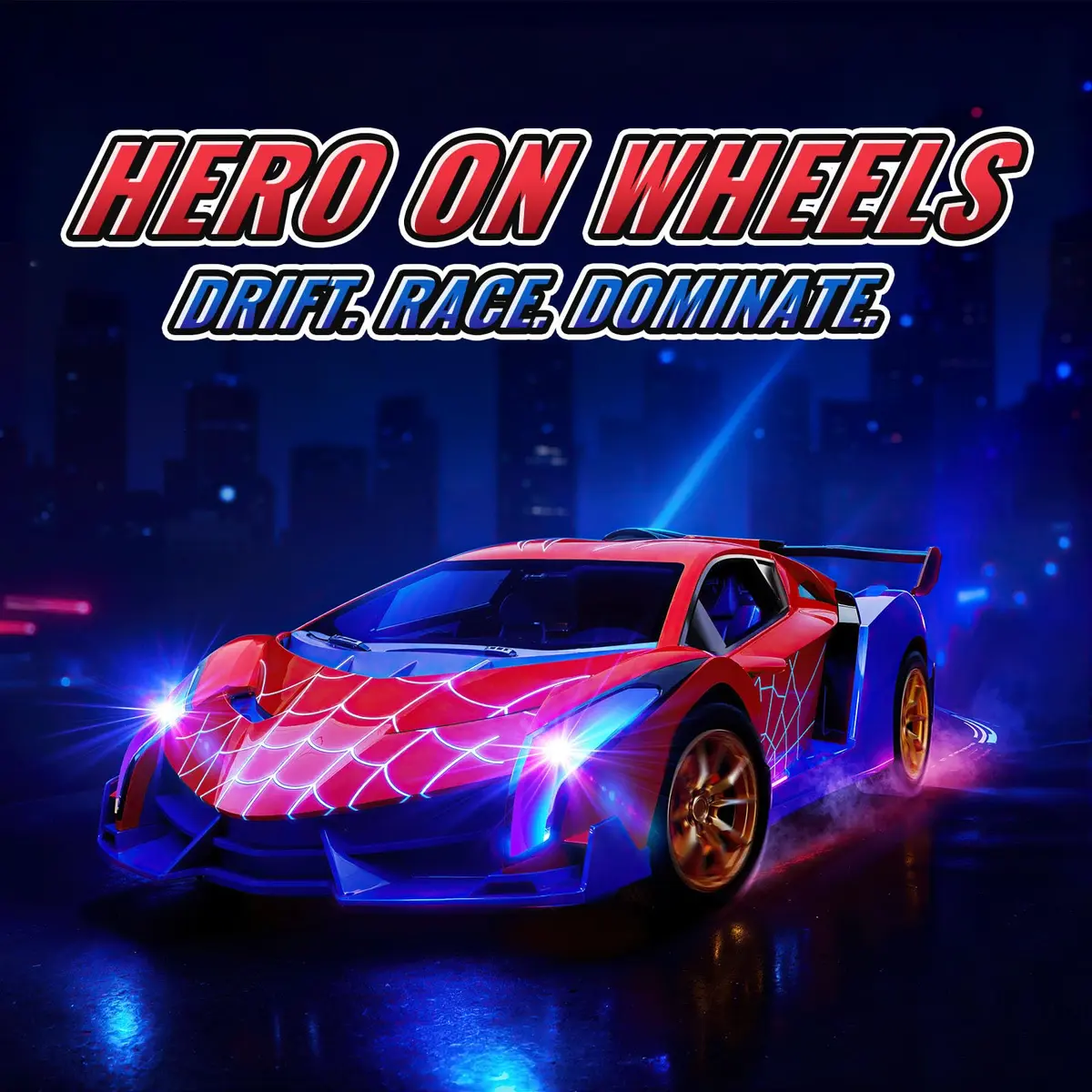 ZIROKAY Spider Remote Control Car with Multi-Color Flash Lights & Drift Action, 25.5cm (10.04 in) | Ages 3-12 - view 2
