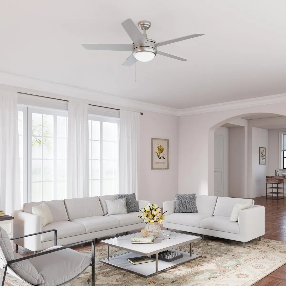 RP Lighting Eupora IV 52-Inch5 Blade Indoor Ceiling Fan Walnut | Reversible AC Motor, LED Light Kit - view 6