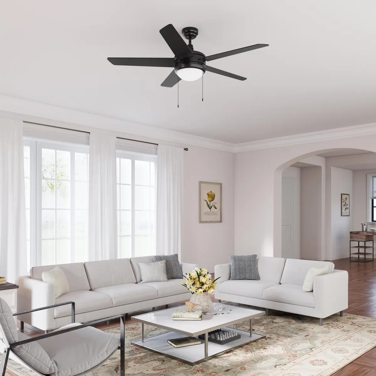 RP Lighting Eupora IV 52-Inch5 Blade Indoor Ceiling Fan Walnut | Reversible AC Motor, LED Light Kit - view 7