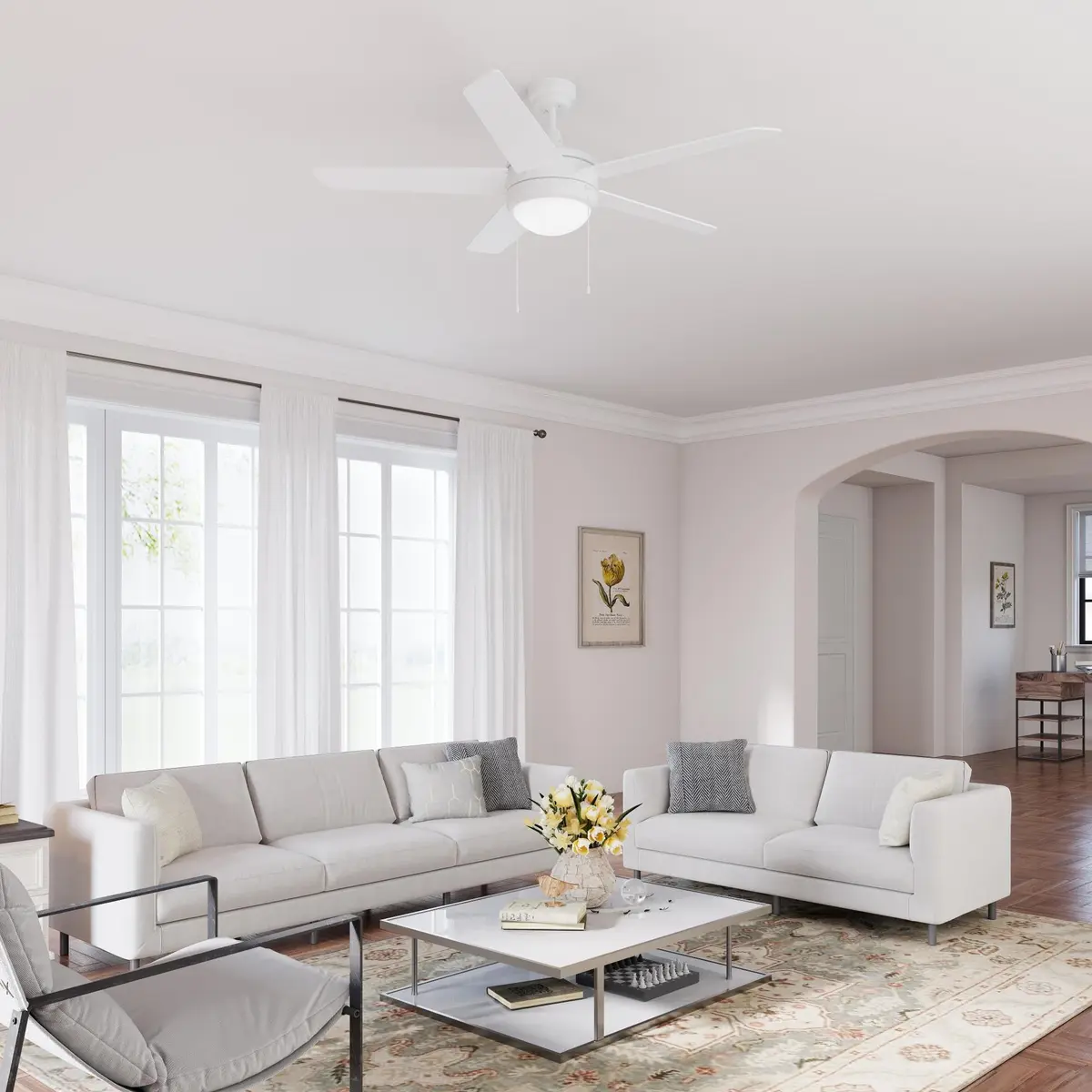 RP Lighting Eupora IV 52-Inch5 Blade Indoor Ceiling Fan Walnut | Reversible AC Motor, LED Light Kit - view 2