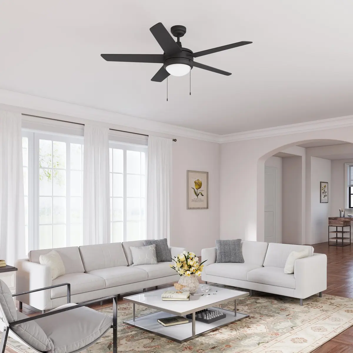 RP Lighting Eupora IV 52-Inch5 Blade Indoor Ceiling Fan Walnut | Reversible AC Motor, LED Light Kit - view 4