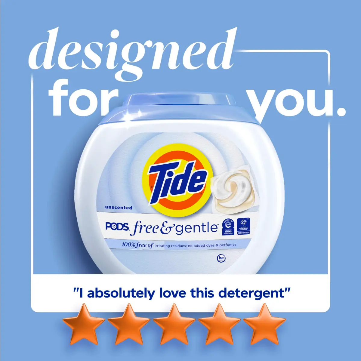 Tide PODS Free & Gentle Laundry Detergent Pacs 102 Count | Hypoallergenic & Dye-Free for Sensitive Skin - view 6