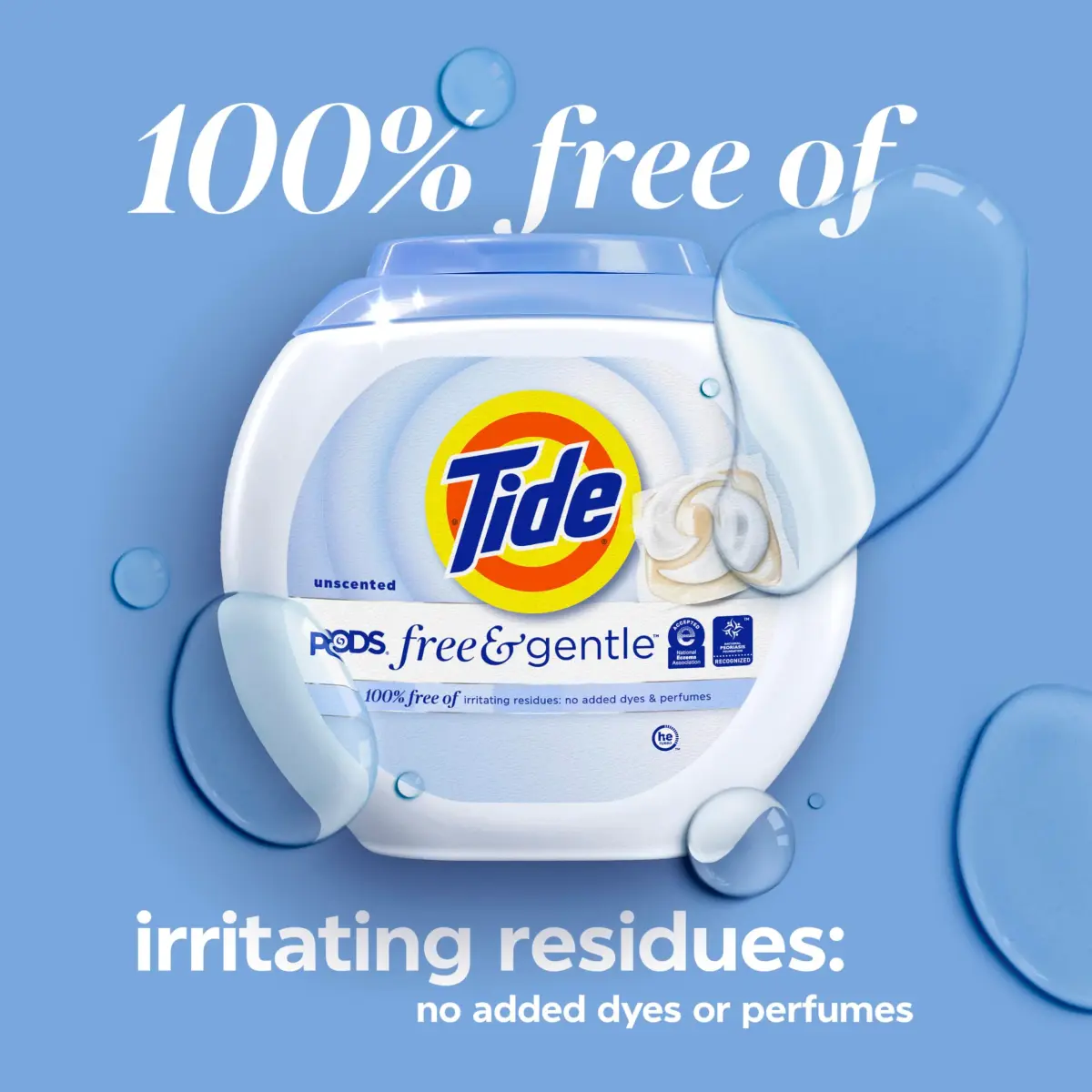 Tide PODS Free & Gentle Laundry Detergent Pacs 102 Count | Hypoallergenic & Dye-Free for Sensitive Skin - view 7