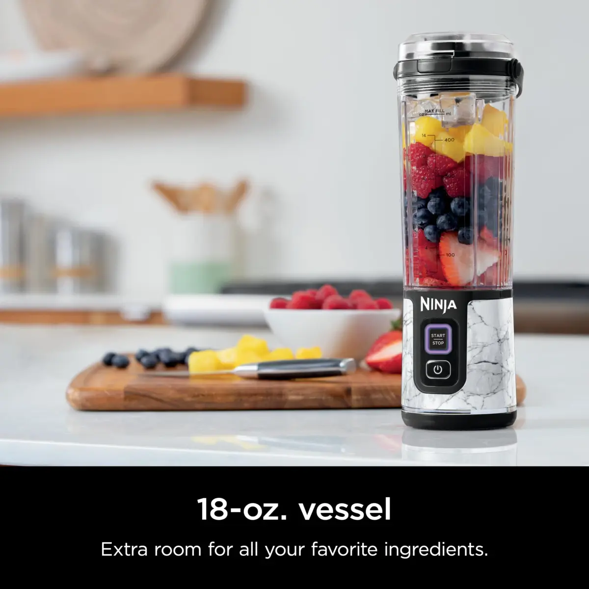 Ninja Blast Cordless Portable Blender 18oz White Marble BC152MW | Blends Ice & Frozen Fruit Anywhere - view 2
