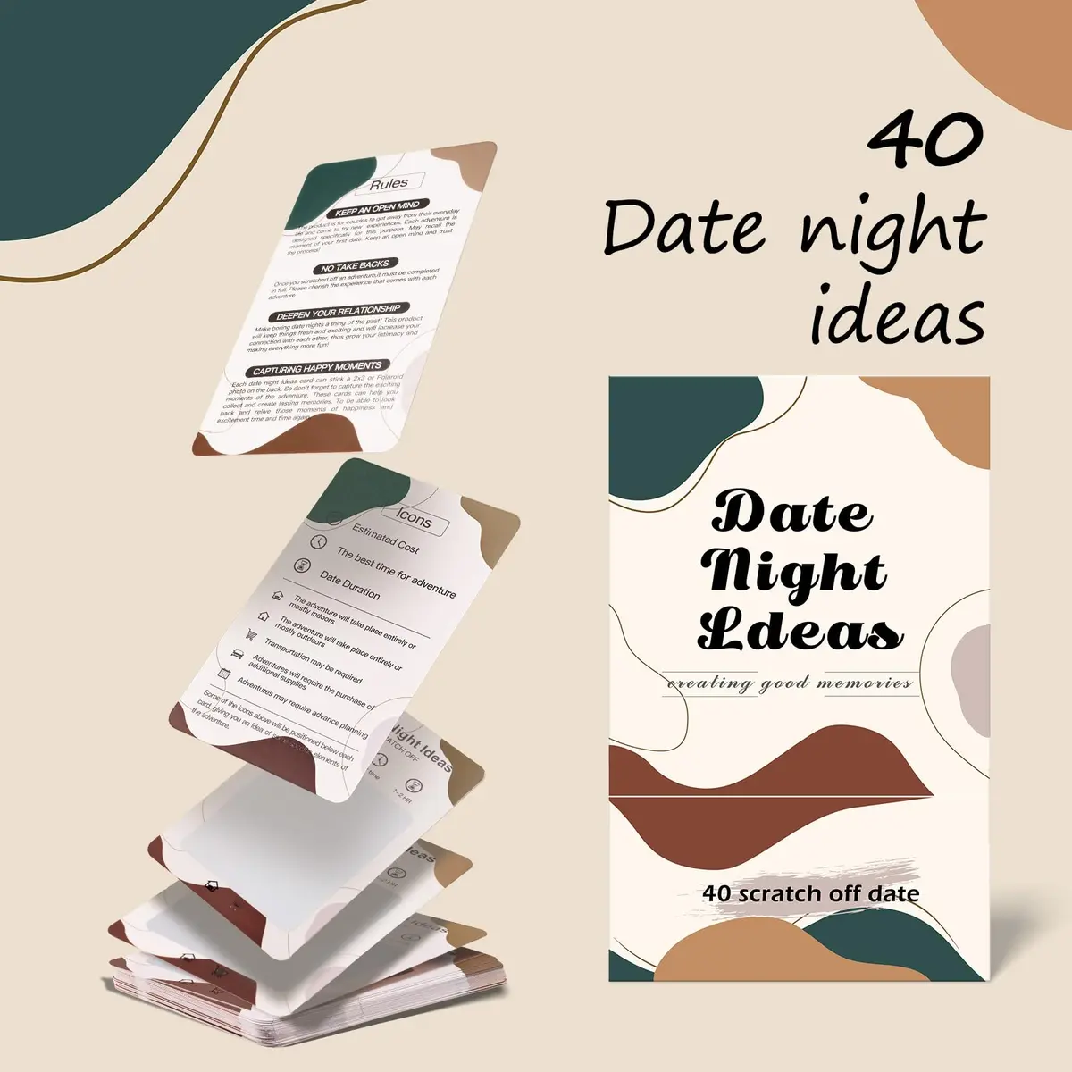 VUNCESSIN 40 Scratch Off Date Night Ideas Cards Coffee Mood | Romantic & Adventurous Couples Games Gifts - view 3