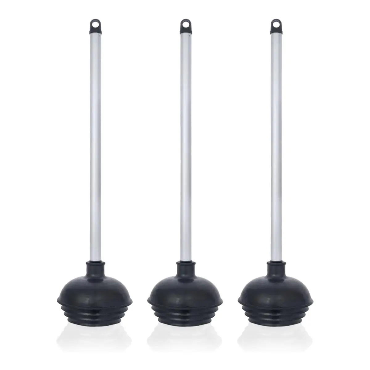 NEIKO Toilet Plungers 3 Pack Heavy Duty All-Angle Aluminum Handle | Patented Design for Tough Clogs - main product image
